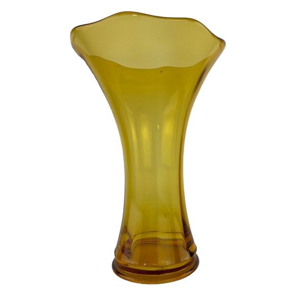 Vintage Amber Glass Swung Vase 9" Mid Century Modern Art Glass Home Decor - Picture 11 of 16